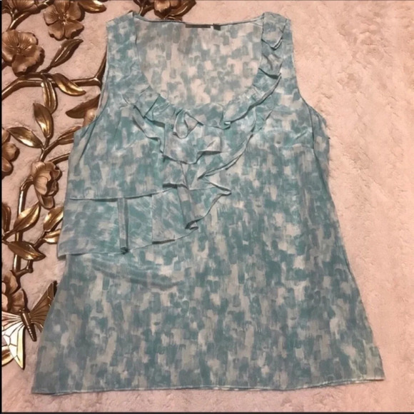 Halogen Silk Sleeveless Front Ruffle Blouse Medium - Picture 2 of 7